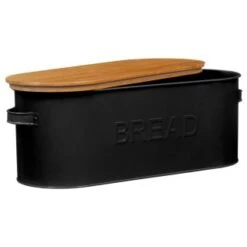 B&M The Organised Kitchen Bread Bin - Black -Kitchen Style Deals Store 334654 russell hobbs oval bread bin with wooden lid grey 71