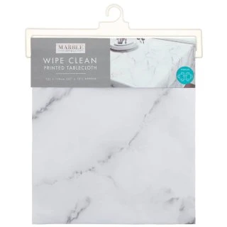 B&M Grey Wipe Clean Printed Tablecloth 132 X 178cm - Marble 2 B&M Grey Wipe Clean Printed Tablecloth 132 X 178cm - Marble - Image 2