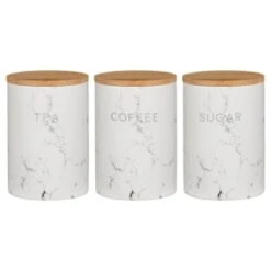 B&M Marble Effect Kitchen Canisters 3pc -Kitchen Style Deals Store 356820 storage canisters marble effect tea coffee sugar