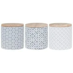 B&M Embossed Geometric Storage Canisters 3pc -Kitchen Style Deals Store 356821 storage canisters geo grey 3