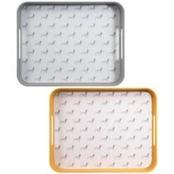 B&M Sausage Dog Bamboo Tray With Handles - Ochre -Kitchen Style Deals Store 369483 sausage dog printed bamboo tray with handles ochre