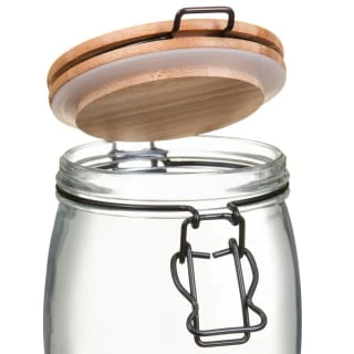 B&M Medium Bamboo Clip Lock Glass Jar 2 B&M Medium Bamboo Clip Lock Glass Jar - Image 2