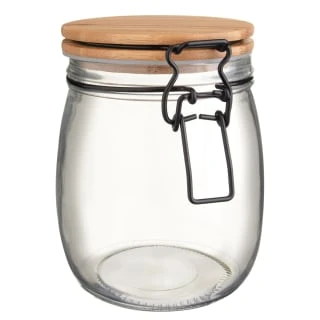 B&M Medium Bamboo Clip Lock Glass Jar 1 B&M Medium Bamboo Clip Lock Glass Jar