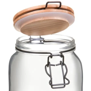 B&M Large Bamboo Clip Lock Glass Jar 2 B&M Large Bamboo Clip Lock Glass Jar - Image 2