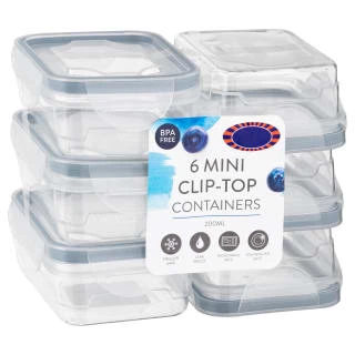 B&M Clip Top Mini Food Containers 6pk - Grey 1 B&M Clip Top Mini Food Containers 6pk - Grey