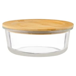 B&M Round Glass Food Container With Bamboo Lid 1 B&M Round Glass Food Container With Bamboo Lid