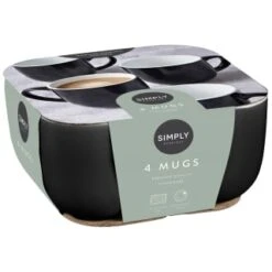 Simply Everyday Gloss Mugs 4pk - Black -Kitchen Style Deals Store 380121 4pk simply everyday mugs black 2