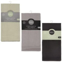 Simply Everyday Waffle Tea Towels 3pk - Black -Kitchen Style Deals Store 380223 380224 380225 3pk simply everyday waffle teal towels main 2