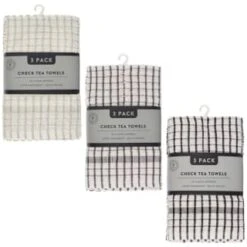 B&M Grey Check Tea Towels 3pk 9 B&M Grey Check Tea Towels 3pk -Kitchen Style Deals Store 380305 380307 380309 3pk check tea towels main 2