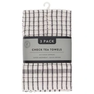 B&M Grey Check Tea Towels 3pk 1 B&M Grey Check Tea Towels 3pk
