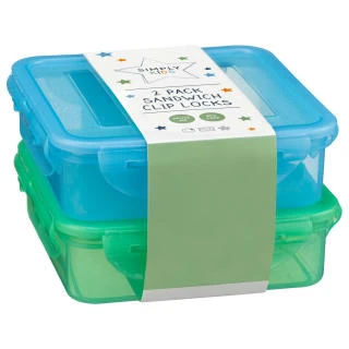 Sandwich Clip Lock Lunchbox 2pk - Blue & Green 1 Sandwich Clip Lock Lunchbox 2pk - Blue & Green