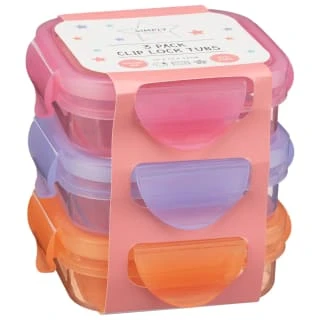 Simply Kids Clip Lock Tubs 3pk - Pink & Purple 1 Simply Kids Clip Lock Tubs 3pk - Pink & Purple