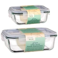 B&M Large Eco Glass Clip Lock Food Container -Kitchen Style Deals Store 388506 388507 glass clip lock food container group 2