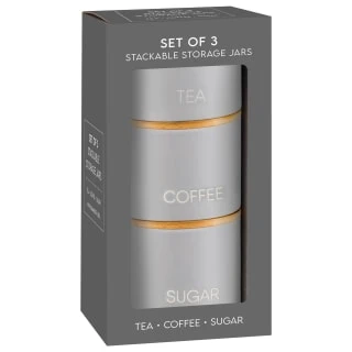 B&M Stackable Tea Coffee Sugar Storage Jars 3pk 1 B&M Stackable Tea Coffee Sugar Storage Jars 3pk