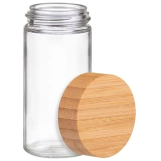 B&M Set Of 4 Glass Spice Jars With Bamboo Wood Base 2 B&M Set Of 4 Glass Spice Jars With Bamboo Wood Base - Image 2