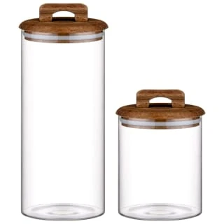 B&M Large Glass Jar With Acacia Wood Lid 4 B&M Large Glass Jar With Acacia Wood Lid - Image 4