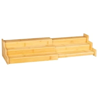 B&M Extendable 2 Tier Bamboo Cupboard Organiser 2 B&M Extendable 2 Tier Bamboo Cupboard Organiser - Image 2