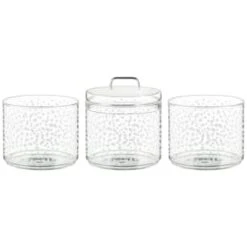 B&M Printed Glass Stackable Storage Jars 3pc - White 9 B&M Printed Glass Stackable Storage Jars 3pc - White -Kitchen Style Deals Store 396484 3pk printed glass stackable storage jars white 2
