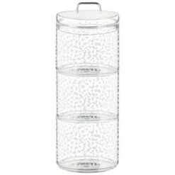 B&M Printed Glass Stackable Storage Jars 3pc - White 10 B&M Printed Glass Stackable Storage Jars 3pc - White -Kitchen Style Deals Store 396484 3pk printed glass stackable storage jars white 4